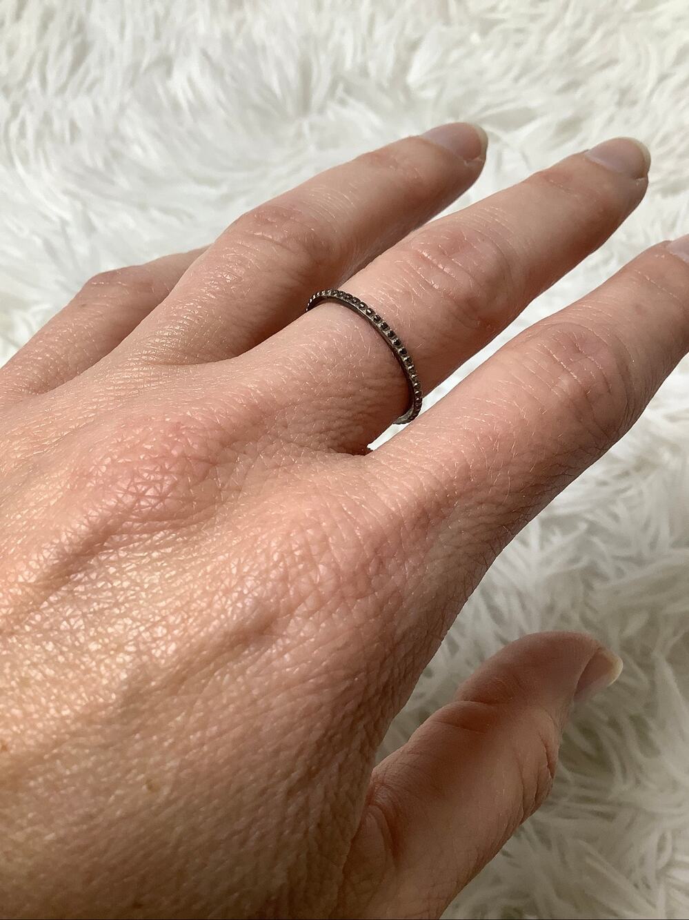 Unbranded 925 Sterling Silver Womens 7.5 Silver-Tone Dainty Pave-Set Ring C32-22